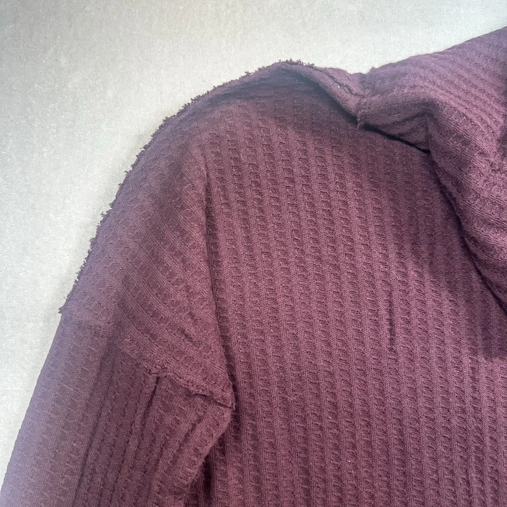 NWT Free People Juicy‎ Thermal Cowl Neck Top Burgundy Long Sleeve Boho Women's M